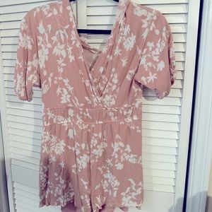 Blue Blush Pink Floral Romper